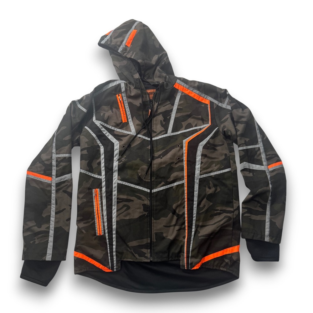 Marvel Stark Industries Camo Tactical Hooded Jacket Orange Reflective Mens L